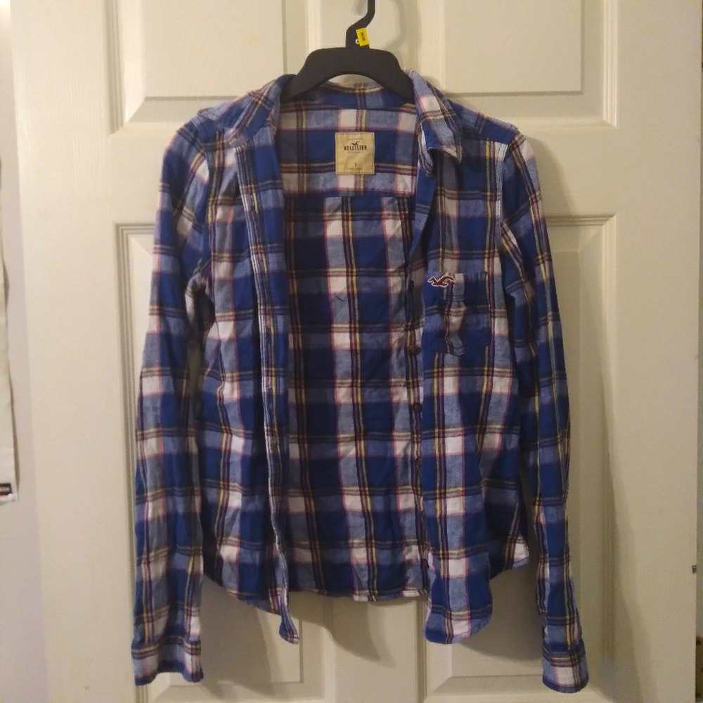 Blue and white Hollister flannel